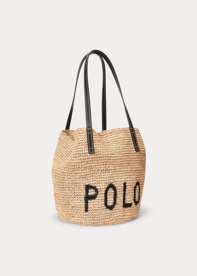 Women's Polo Ralph Lauren Raffia Medium Tote Bags | 097256FBA